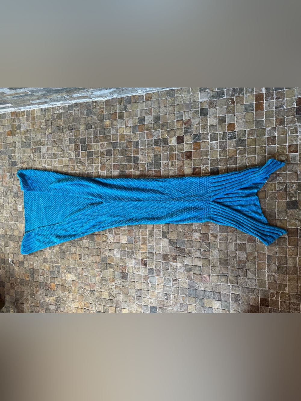 Large Blue Knit Mermaid Tail Blanket - Women Accessories